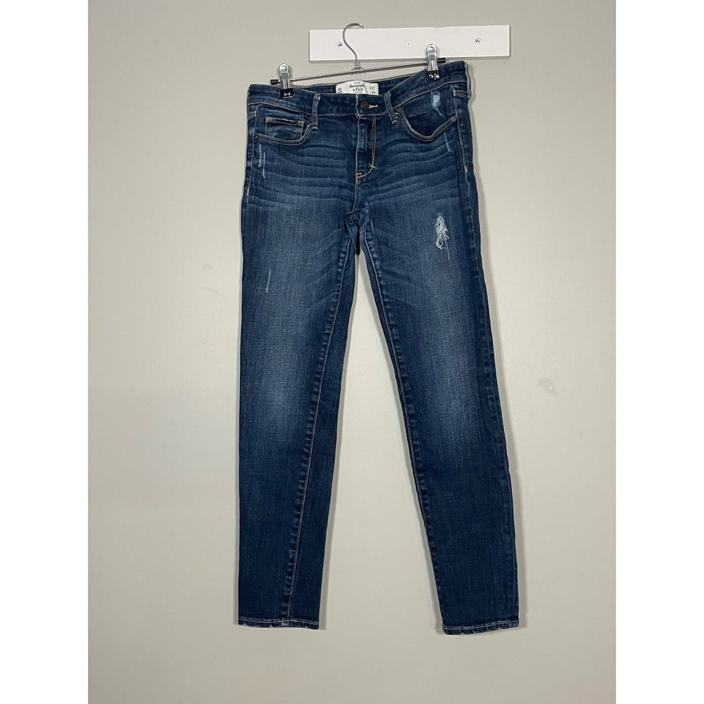 Abercrombie & Fitch Skinny Jeans Women 4S W27 L29 Dark Wash Excellent Distressed